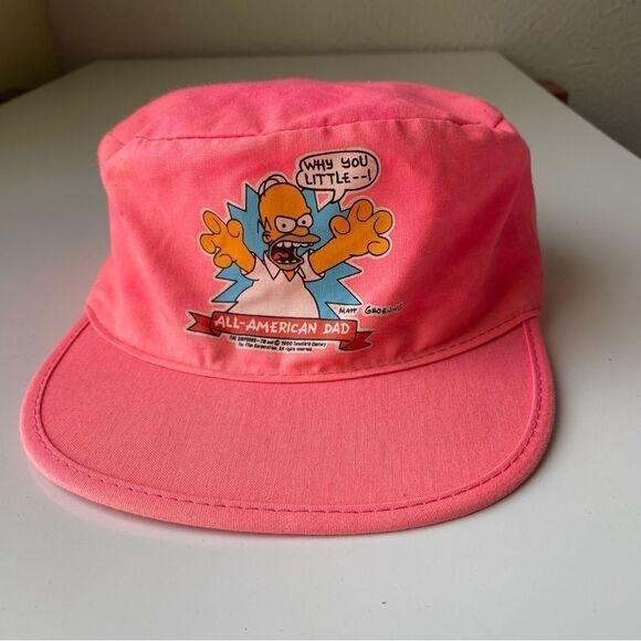 Simpsons vintage neon pink Homer hat 80’s 90’s - Picture 1 of 7